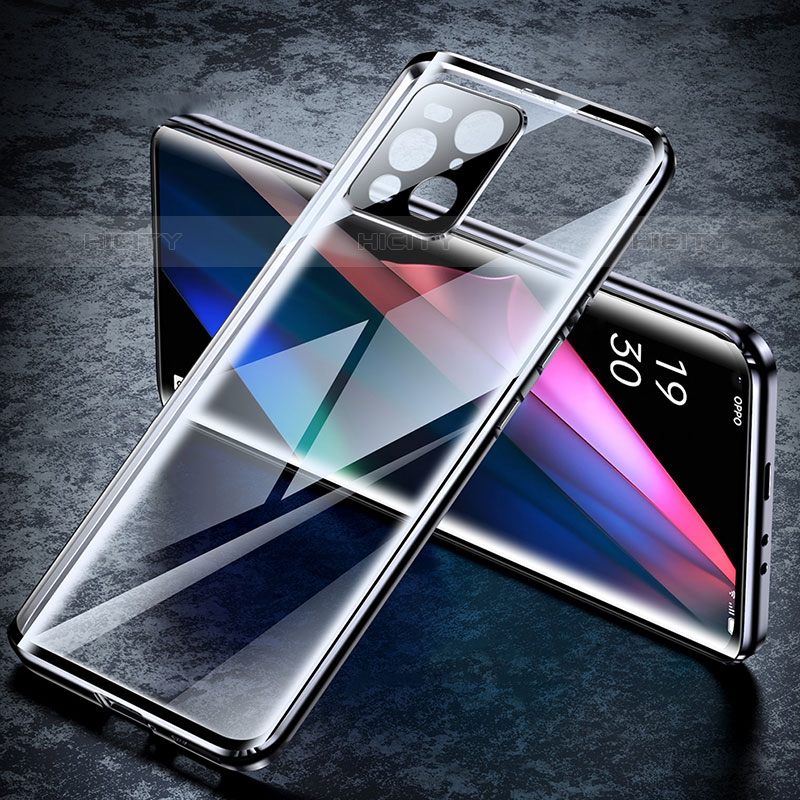 Coque Rebord Bumper Luxe Aluminum Metal Miroir 360 Degres Housse Etui Aimant P01 pour Oppo Find X3 Pro 5G Plus