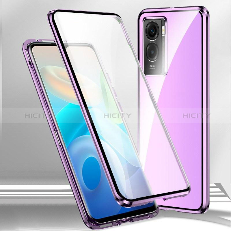 Coque Rebord Bumper Luxe Aluminum Metal Miroir 360 Degres Housse Etui Aimant P01 pour Oppo K10 5G Plus