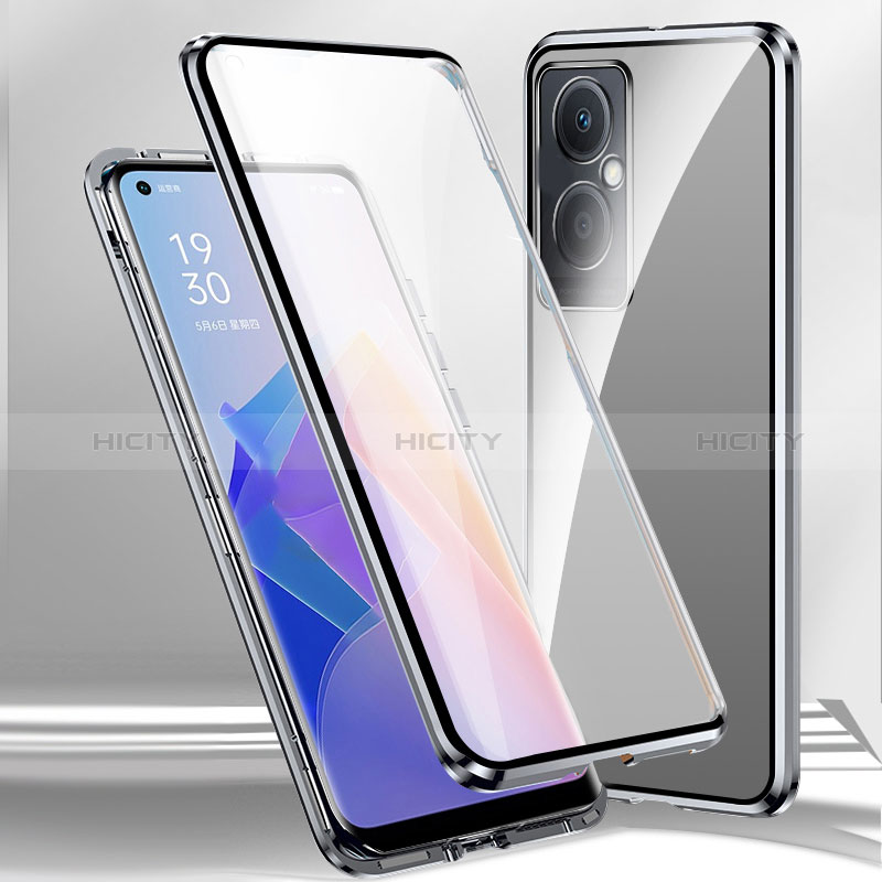 Coque Rebord Bumper Luxe Aluminum Metal Miroir 360 Degres Housse Etui Aimant P01 pour Oppo K11x 5G Argent Plus