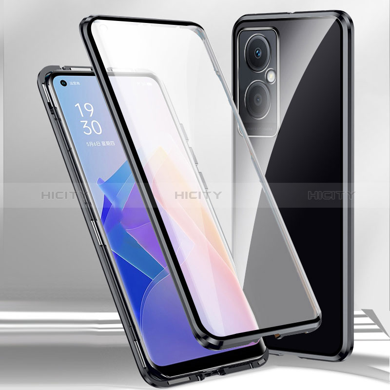 Coque Rebord Bumper Luxe Aluminum Metal Miroir 360 Degres Housse Etui Aimant P01 pour Oppo K11x 5G Noir Plus