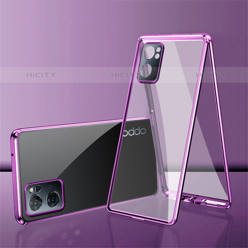 Coque Rebord Bumper Luxe Aluminum Metal Miroir 360 Degres Housse Etui Aimant P01 pour Oppo Reno7 SE 5G Plus