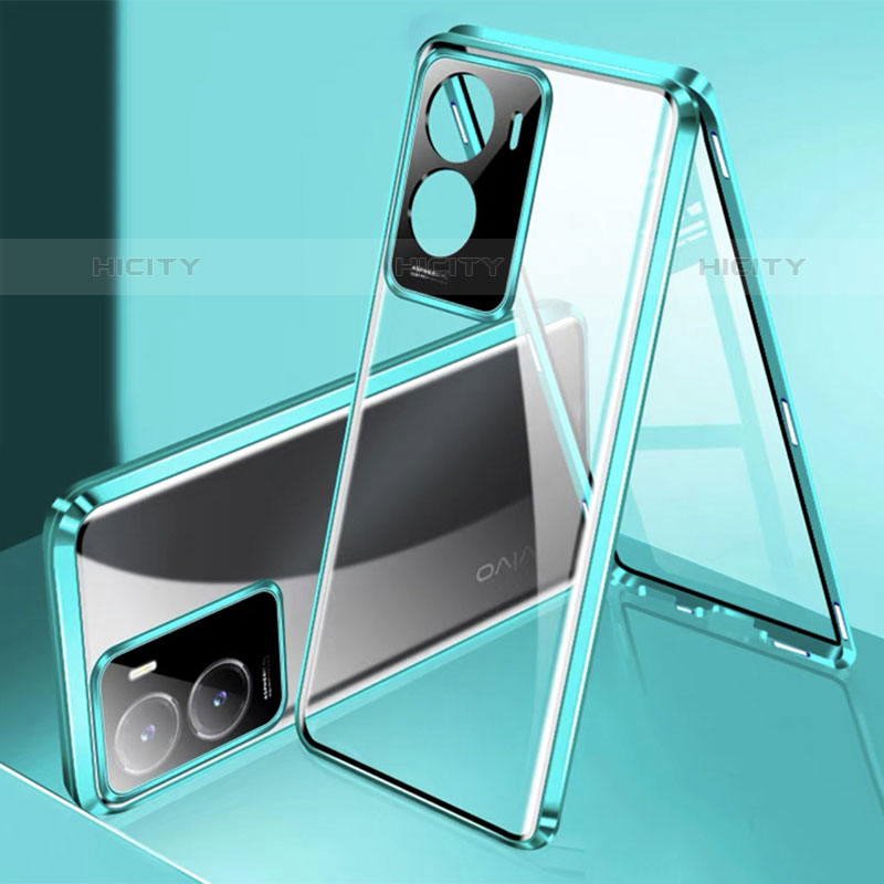 Coque Rebord Bumper Luxe Aluminum Metal Miroir 360 Degres Housse Etui Aimant P01 pour Vivo iQOO Z7 5G Vert Plus