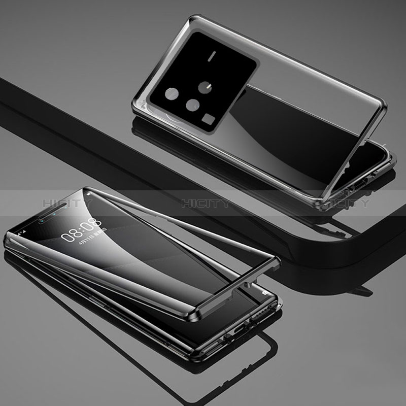 Coque Rebord Bumper Luxe Aluminum Metal Miroir 360 Degres Housse Etui Aimant P01 pour Vivo X80 Pro 5G Plus