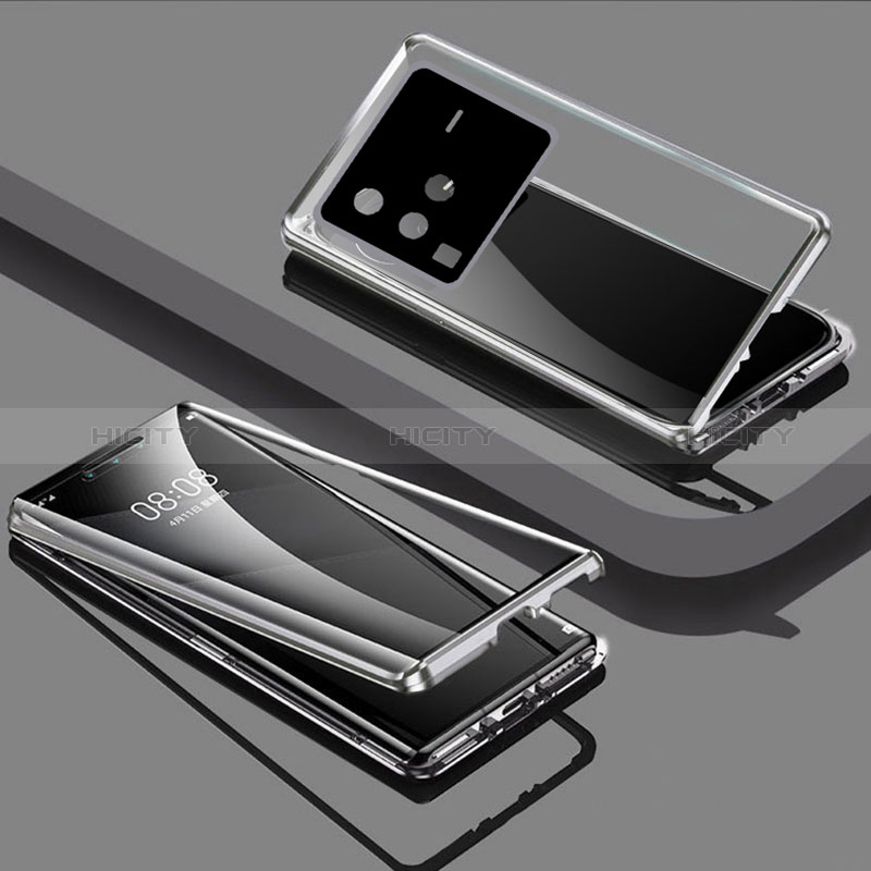 Coque Rebord Bumper Luxe Aluminum Metal Miroir 360 Degres Housse Etui Aimant P01 pour Vivo X80 Pro 5G Plus