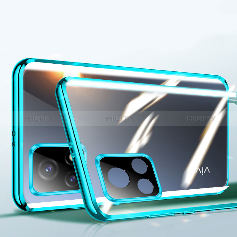 Coque Rebord Bumper Luxe Aluminum Metal Miroir 360 Degres Housse Etui Aimant P01 pour Vivo Y31s 5G Vert Plus