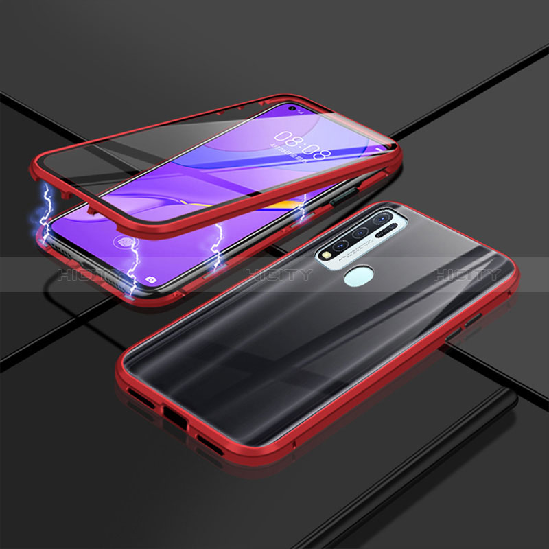 Coque Rebord Bumper Luxe Aluminum Metal Miroir 360 Degres Housse Etui Aimant P01 pour Vivo Y50 Violet Plus