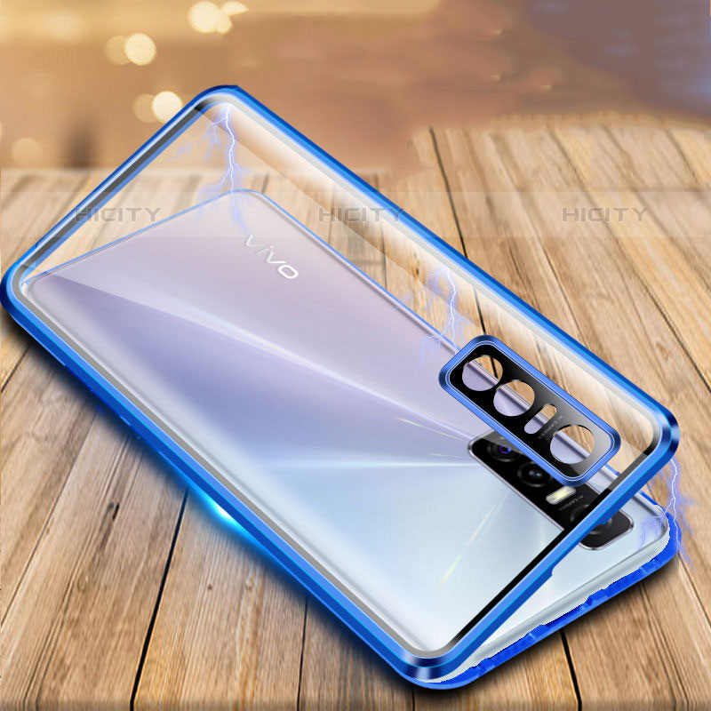 Coque Rebord Bumper Luxe Aluminum Metal Miroir 360 Degres Housse Etui Aimant P01 pour Vivo Y73s 5G Plus