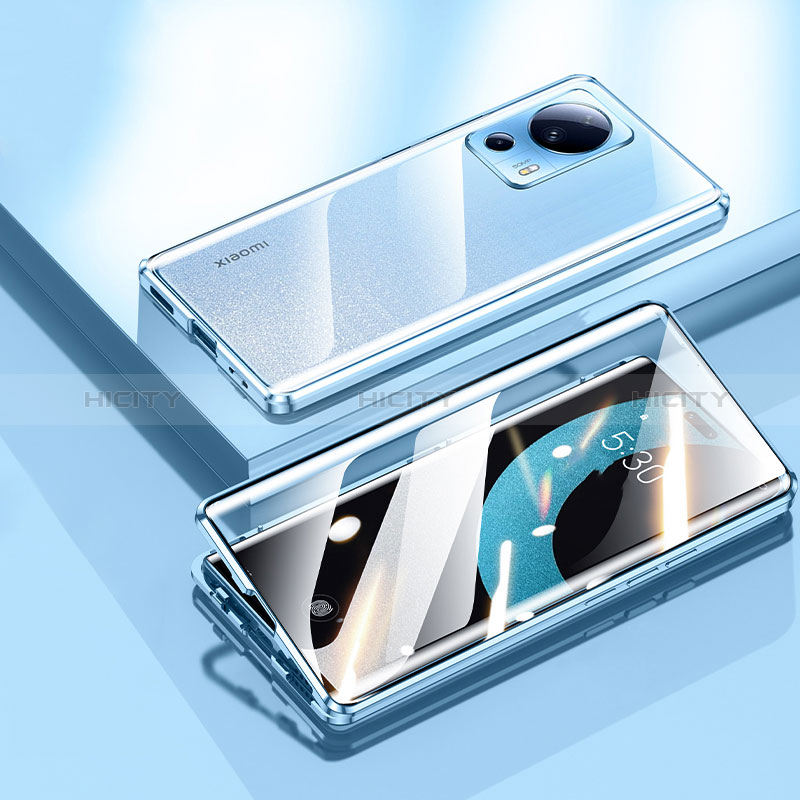 Coque Rebord Bumper Luxe Aluminum Metal Miroir 360 Degres Housse Etui Aimant P01 pour Xiaomi Civi 2 5G Bleu Plus