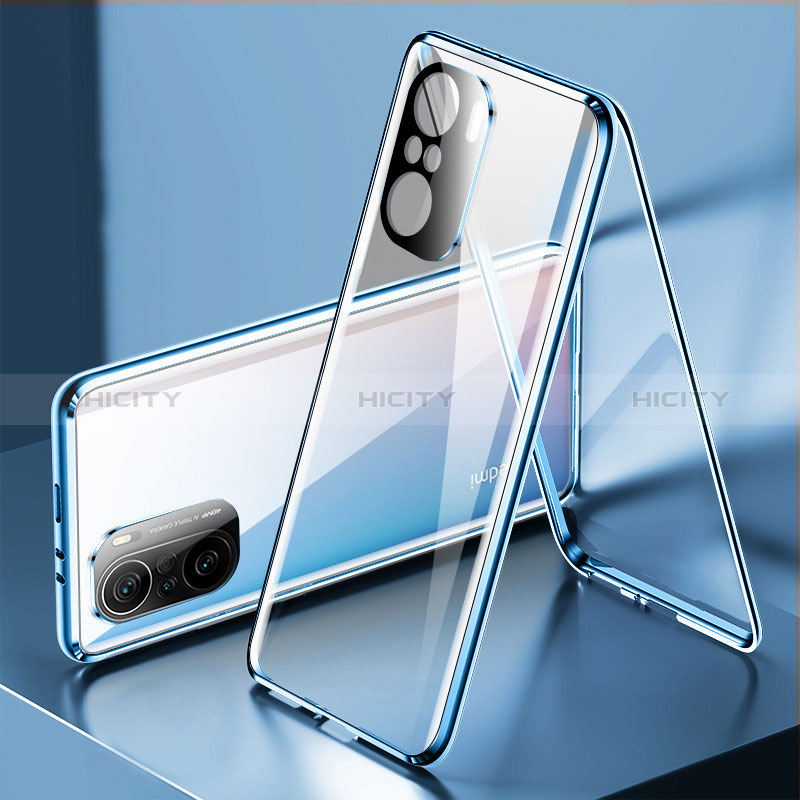 Coque Rebord Bumper Luxe Aluminum Metal Miroir 360 Degres Housse Etui Aimant P01 pour Xiaomi Mi 11i 5G Bleu Plus