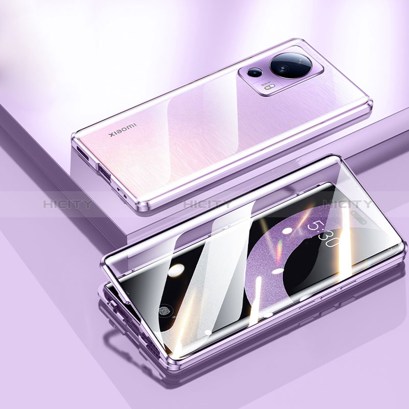 Coque Rebord Bumper Luxe Aluminum Metal Miroir 360 Degres Housse Etui Aimant P01 pour Xiaomi Mi 12 Lite NE 5G Violet Plus