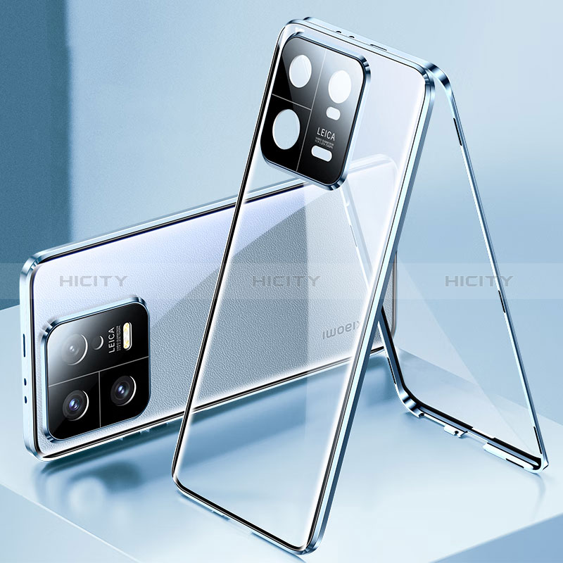 Coque Rebord Bumper Luxe Aluminum Metal Miroir 360 Degres Housse Etui Aimant P01 pour Xiaomi Mi 13 Pro 5G Bleu Plus