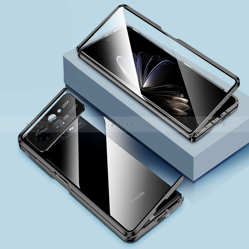 Coque Rebord Bumper Luxe Aluminum Metal Miroir 360 Degres Housse Etui Aimant P01 pour Xiaomi Mix Fold 2 5G Noir Plus