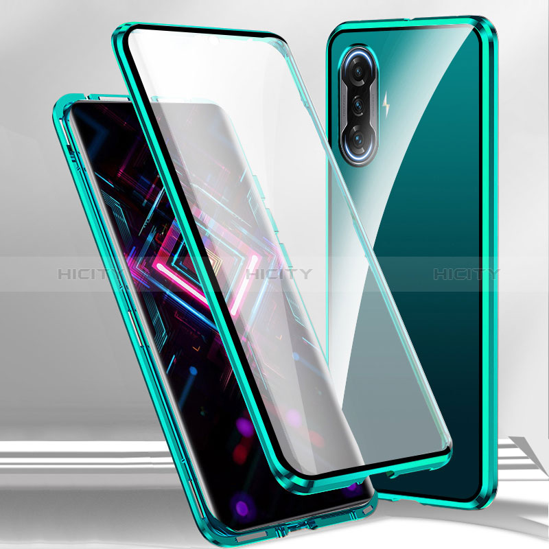 Coque Rebord Bumper Luxe Aluminum Metal Miroir 360 Degres Housse Etui Aimant P01 pour Xiaomi Poco F3 GT 5G Vert Plus