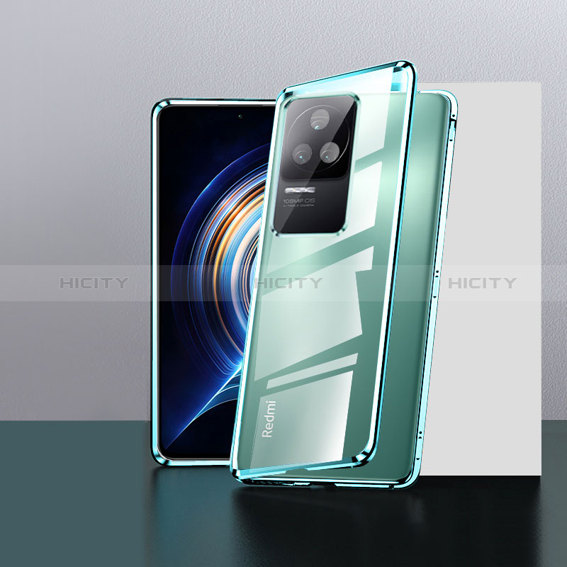 Coque Rebord Bumper Luxe Aluminum Metal Miroir 360 Degres Housse Etui Aimant P01 pour Xiaomi Poco F4 5G Vert Plus