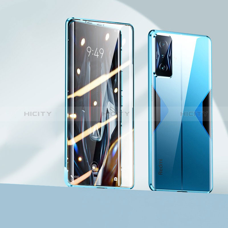 Coque Rebord Bumper Luxe Aluminum Metal Miroir 360 Degres Housse Etui Aimant P01 pour Xiaomi Poco F4 GT 5G Bleu Plus