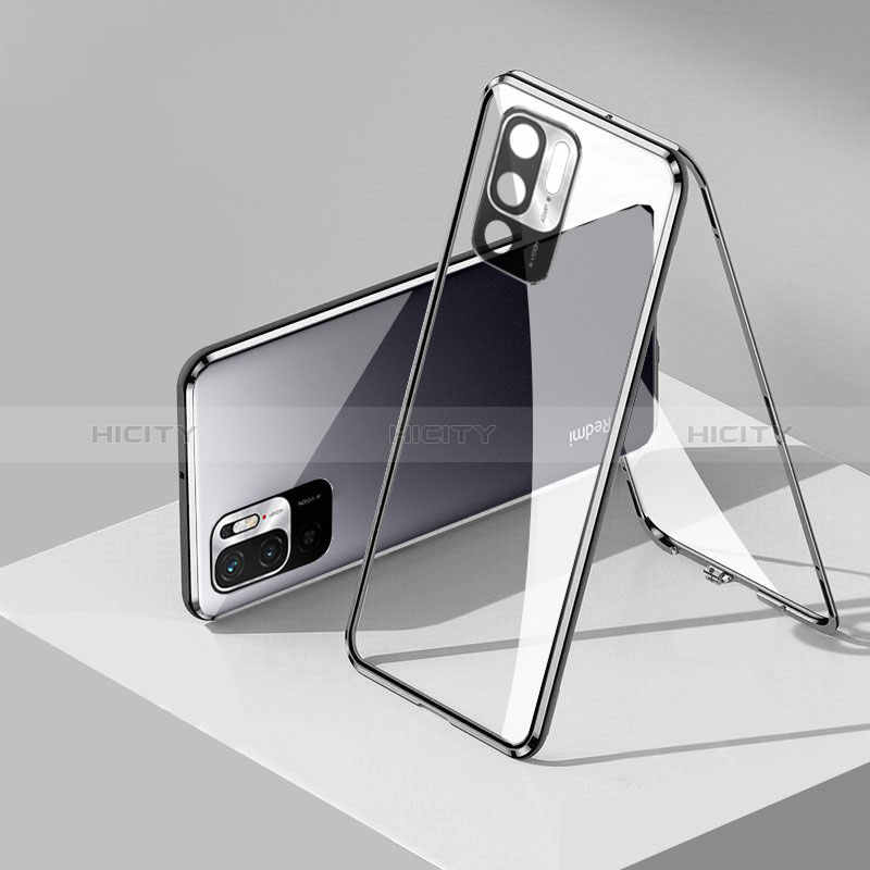 Coque Rebord Bumper Luxe Aluminum Metal Miroir 360 Degres Housse Etui Aimant P01 pour Xiaomi POCO M3 Pro 5G Noir Plus