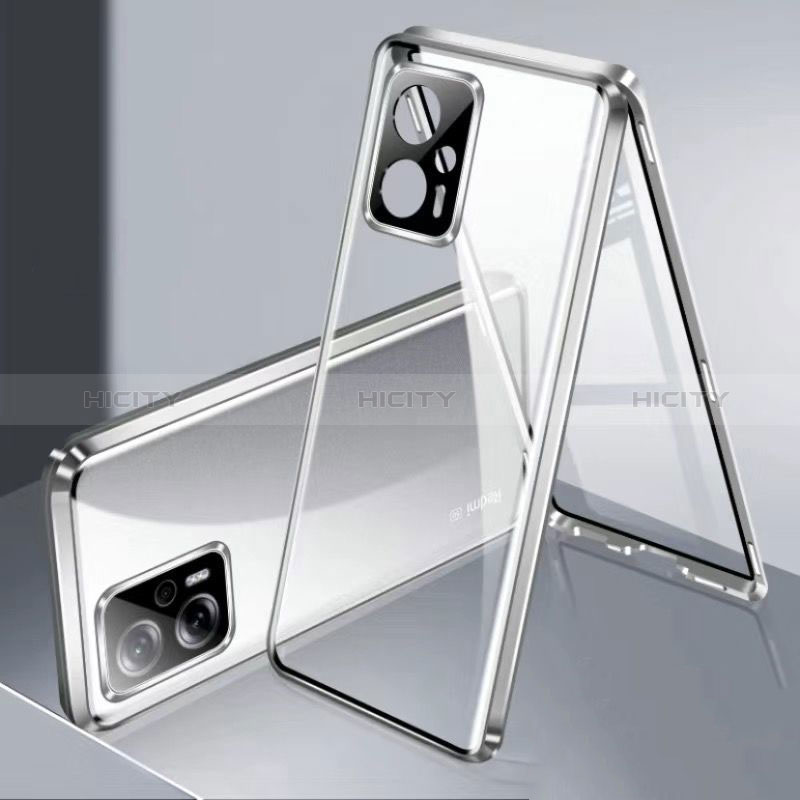 Coque Rebord Bumper Luxe Aluminum Metal Miroir 360 Degres Housse Etui Aimant P01 pour Xiaomi Poco X4 GT 5G Argent Plus