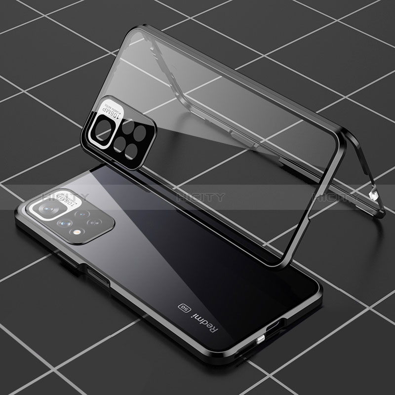 Coque Rebord Bumper Luxe Aluminum Metal Miroir 360 Degres Housse Etui Aimant P01 pour Xiaomi Poco X4 NFC Noir Plus