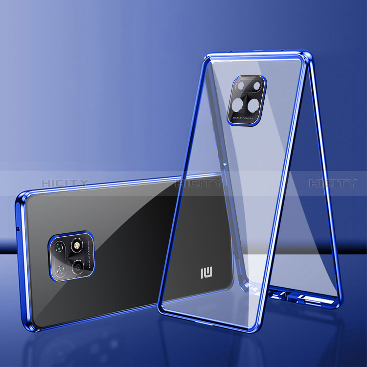 Coque Rebord Bumper Luxe Aluminum Metal Miroir 360 Degres Housse Etui Aimant P01 pour Xiaomi Redmi 10X 5G Bleu Plus