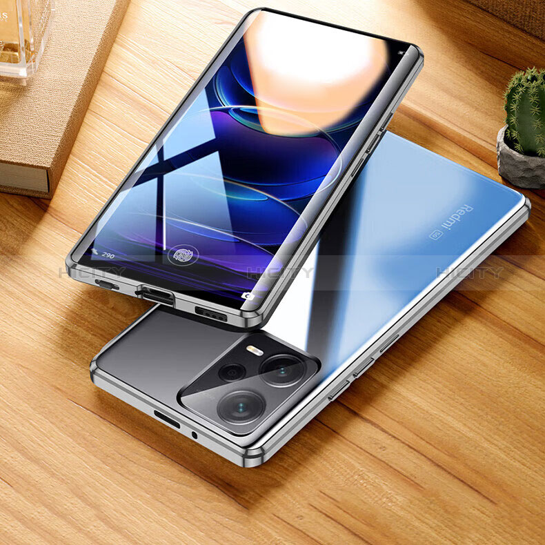 Coque Rebord Bumper Luxe Aluminum Metal Miroir 360 Degres Housse Etui Aimant P01 pour Xiaomi Redmi Note 12 Pro 5G Plus