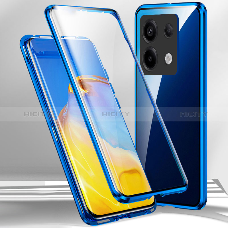 Coque Rebord Bumper Luxe Aluminum Metal Miroir 360 Degres Housse Etui Aimant P01 pour Xiaomi Redmi Note 13 Pro 5G Bleu Plus