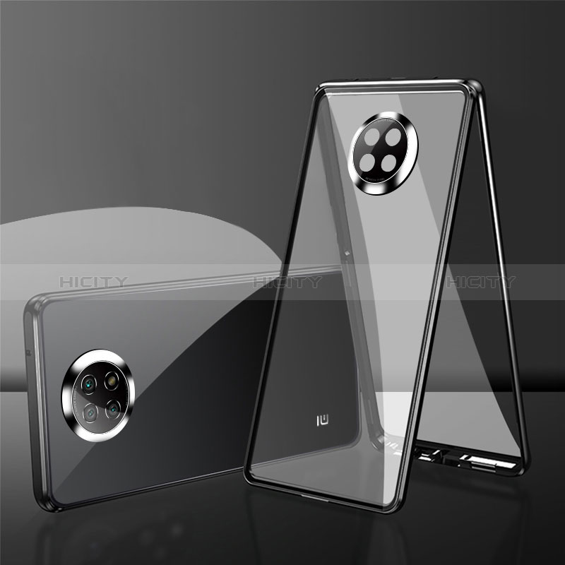 Coque Rebord Bumper Luxe Aluminum Metal Miroir 360 Degres Housse Etui Aimant P01 pour Xiaomi Redmi Note 9 5G Noir Plus