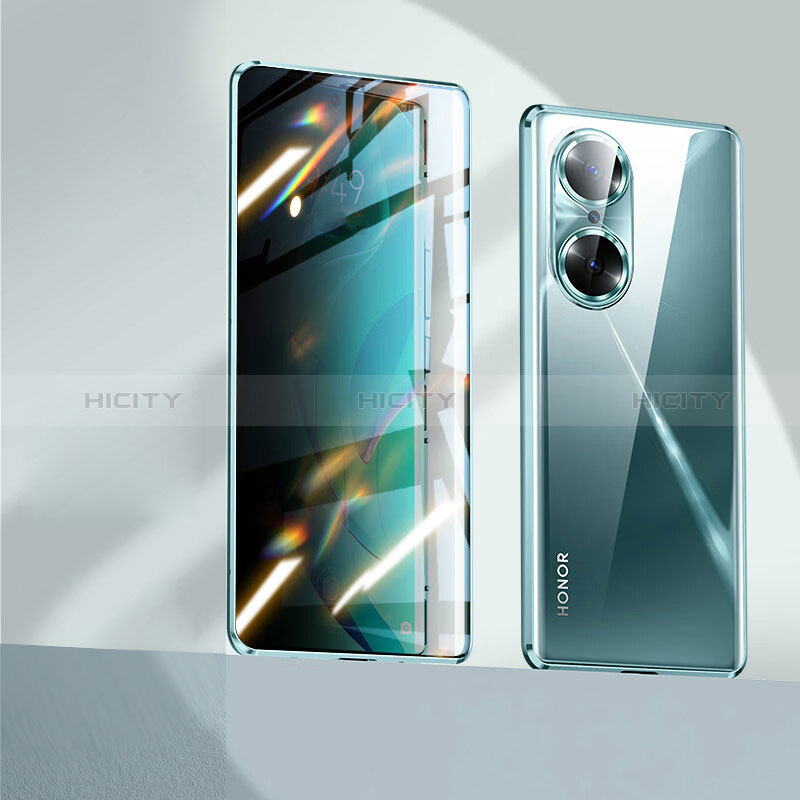 Coque Rebord Bumper Luxe Aluminum Metal Miroir 360 Degres Housse Etui Aimant P02 pour Huawei Honor 60 Pro 5G Vert Plus