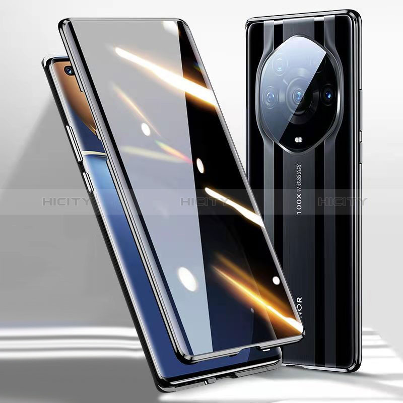 Coque Rebord Bumper Luxe Aluminum Metal Miroir 360 Degres Housse Etui Aimant P02 pour Huawei Honor Magic3 Pro+ Plus 5G Noir Plus