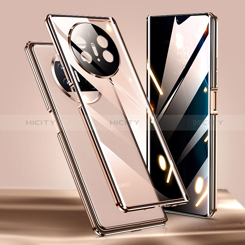 Coque Rebord Bumper Luxe Aluminum Metal Miroir 360 Degres Housse Etui Aimant P02 pour Huawei Mate X5 Or Plus