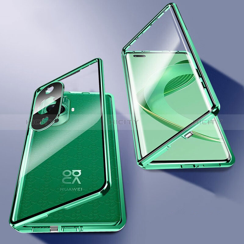 Coque Rebord Bumper Luxe Aluminum Metal Miroir 360 Degres Housse Etui Aimant P02 pour Huawei Nova 11 Ultra Vert Plus