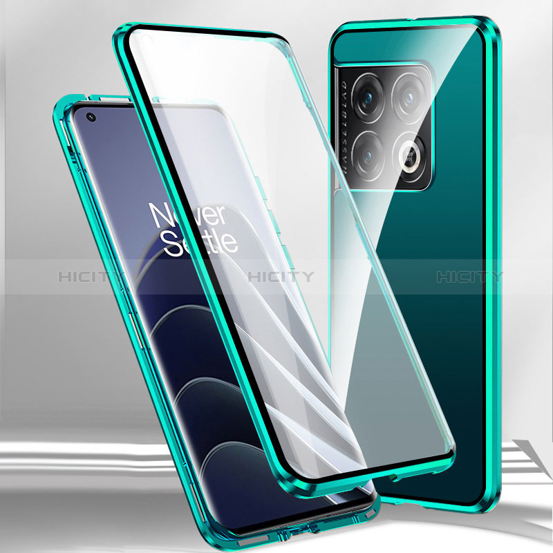 Coque Rebord Bumper Luxe Aluminum Metal Miroir 360 Degres Housse Etui Aimant P02 pour OnePlus 11 5G Vert Plus