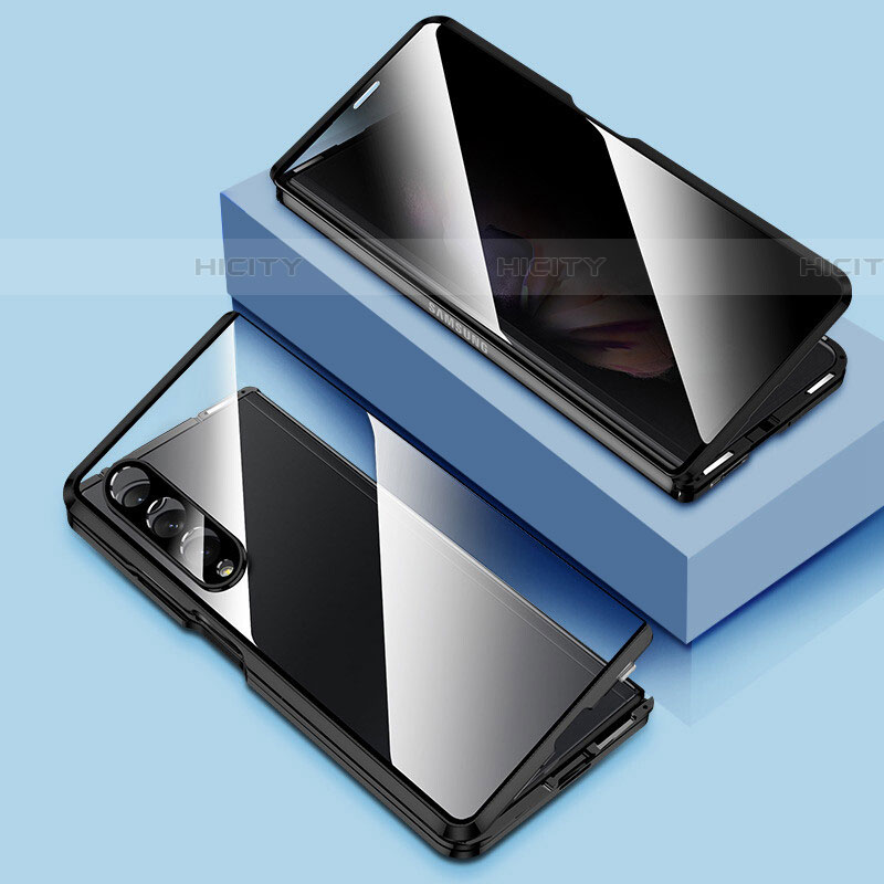 Coque Rebord Bumper Luxe Aluminum Metal Miroir 360 Degres Housse Etui Aimant P02 pour Samsung Galaxy Z Fold4 5G Noir Plus