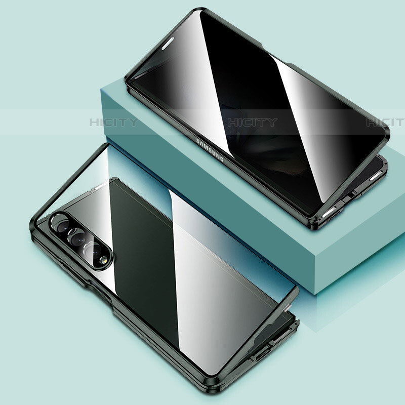 Coque Rebord Bumper Luxe Aluminum Metal Miroir 360 Degres Housse Etui Aimant P02 pour Samsung Galaxy Z Fold4 5G Vert Plus