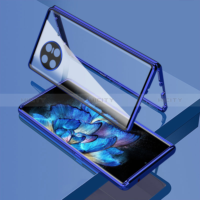 Coque Rebord Bumper Luxe Aluminum Metal Miroir 360 Degres Housse Etui Aimant P02 pour Vivo X Note Bleu Plus