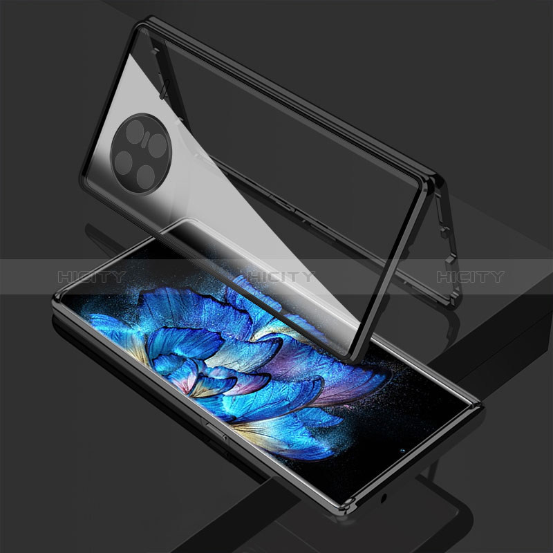 Coque Rebord Bumper Luxe Aluminum Metal Miroir 360 Degres Housse Etui Aimant P02 pour Vivo X Note Noir Plus