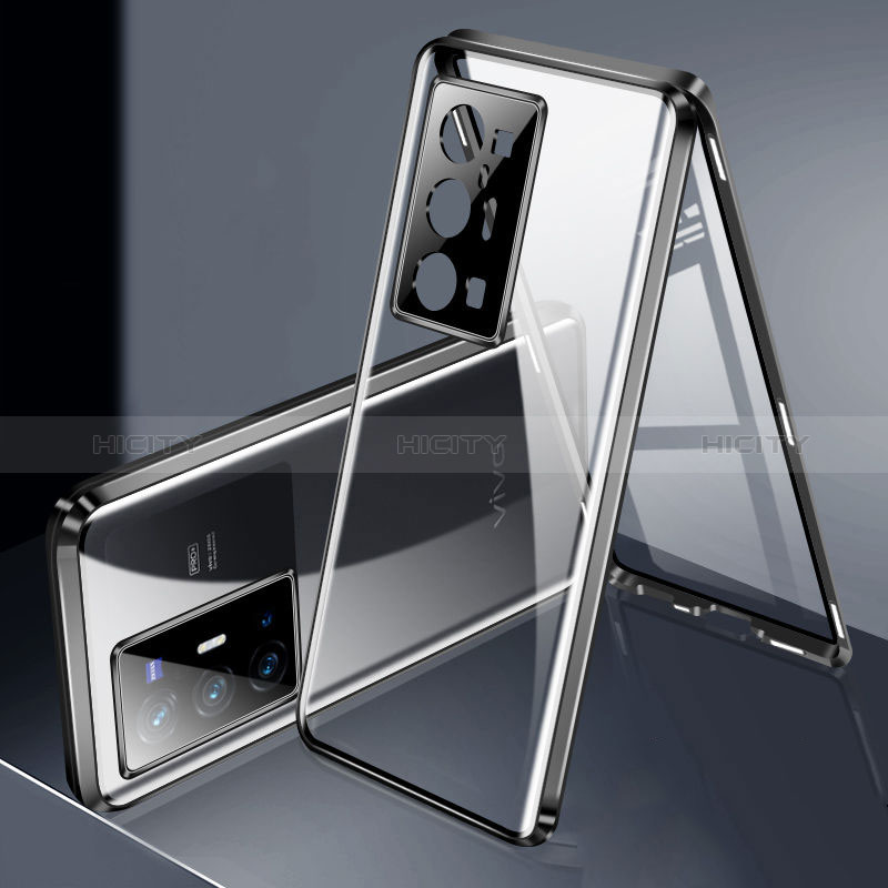 Coque Rebord Bumper Luxe Aluminum Metal Miroir 360 Degres Housse Etui Aimant P02 pour Vivo X70 Pro+ Plus 5G Noir Plus