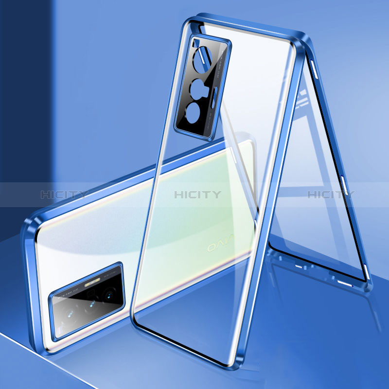 Coque Rebord Bumper Luxe Aluminum Metal Miroir 360 Degres Housse Etui Aimant P02 pour Vivo X70t Plus