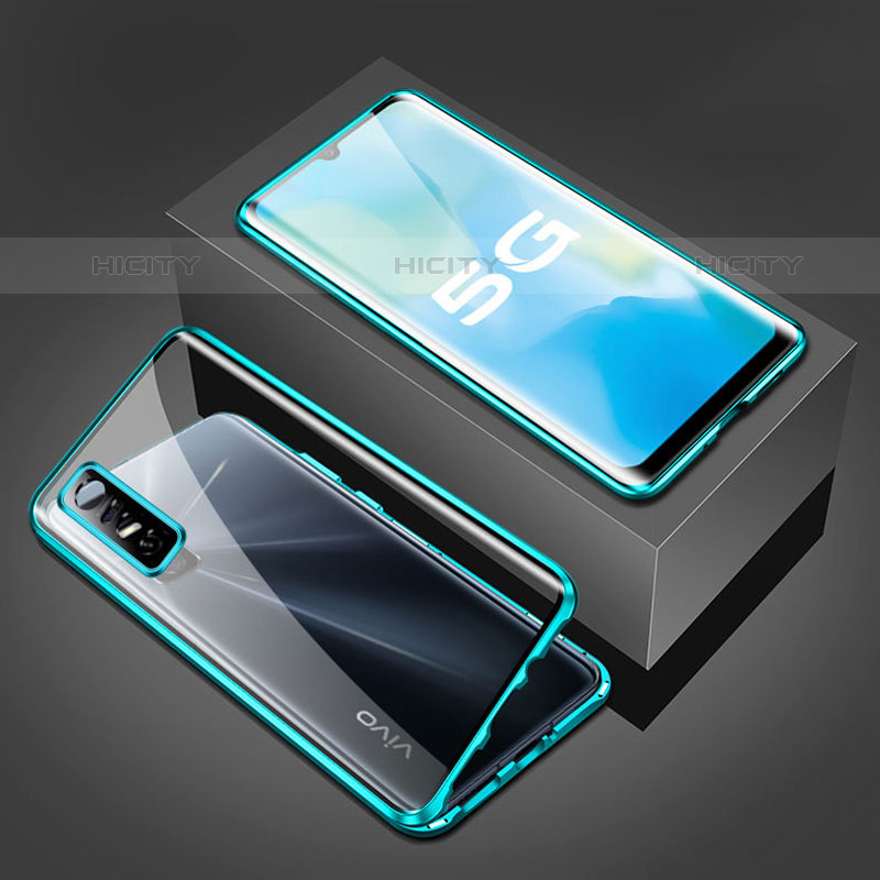 Coque Rebord Bumper Luxe Aluminum Metal Miroir 360 Degres Housse Etui Aimant P02 pour Vivo Y73s 5G Vert Plus