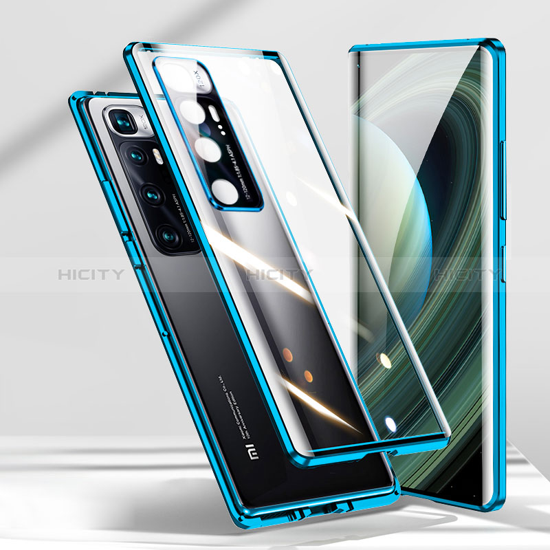 Coque Rebord Bumper Luxe Aluminum Metal Miroir 360 Degres Housse Etui Aimant P02 pour Xiaomi Mi 10S 5G Bleu Plus