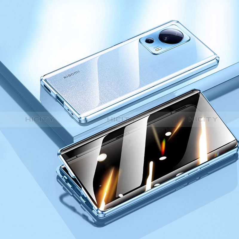 Coque Rebord Bumper Luxe Aluminum Metal Miroir 360 Degres Housse Etui Aimant P02 pour Xiaomi Mi 12 Lite NE 5G Bleu Plus