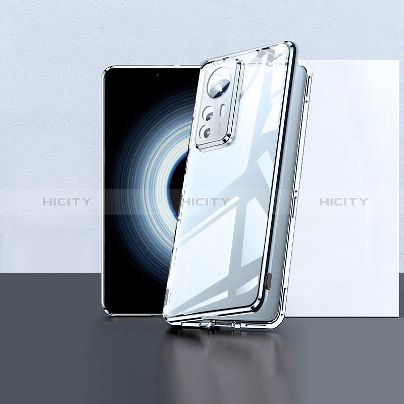 Coque Rebord Bumper Luxe Aluminum Metal Miroir 360 Degres Housse Etui Aimant P02 pour Xiaomi Mi 12T 5G Argent Plus