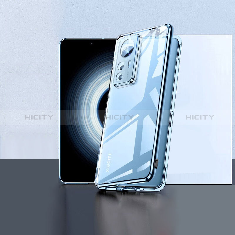 Coque Rebord Bumper Luxe Aluminum Metal Miroir 360 Degres Housse Etui Aimant P02 pour Xiaomi Mi 12T 5G Bleu Plus