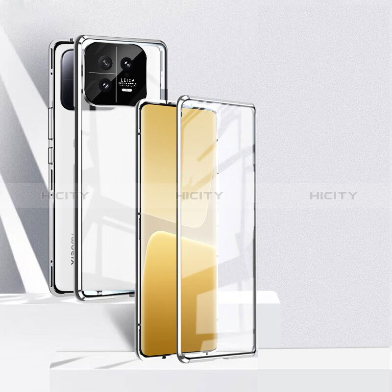 Coque Rebord Bumper Luxe Aluminum Metal Miroir 360 Degres Housse Etui Aimant P02 pour Xiaomi Mi 13 Pro 5G Argent Plus