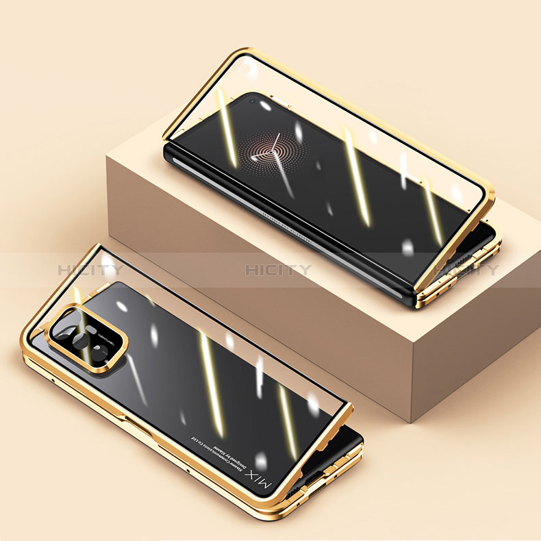 Coque Rebord Bumper Luxe Aluminum Metal Miroir 360 Degres Housse Etui Aimant P02 pour Xiaomi Mix Fold 5G Or Plus