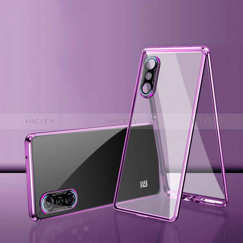 Coque Rebord Bumper Luxe Aluminum Metal Miroir 360 Degres Housse Etui Aimant P02 pour Xiaomi Poco F3 GT 5G Violet Plus