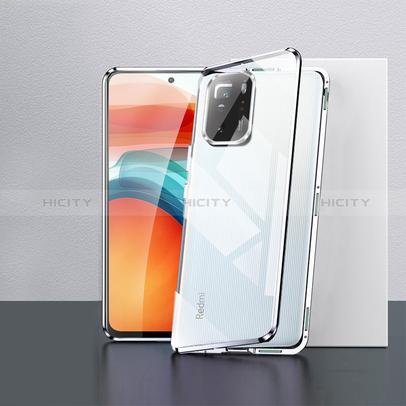 Coque Rebord Bumper Luxe Aluminum Metal Miroir 360 Degres Housse Etui Aimant P02 pour Xiaomi Poco X3 GT 5G Argent Plus