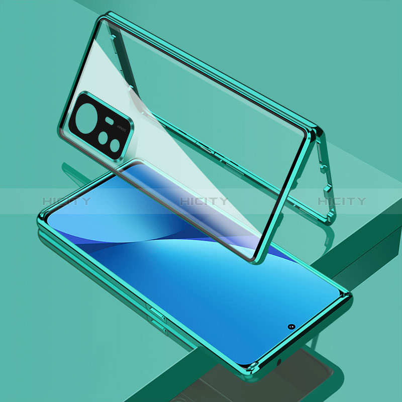 Coque Rebord Bumper Luxe Aluminum Metal Miroir 360 Degres Housse Etui Aimant P02 pour Xiaomi Redmi Note 12S Vert Plus