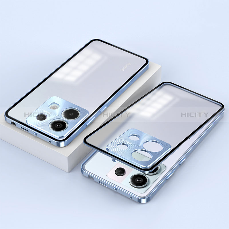 Coque Rebord Bumper Luxe Aluminum Metal Miroir 360 Degres Housse Etui Aimant P02 pour Xiaomi Redmi Note 13 Pro 5G Bleu Plus