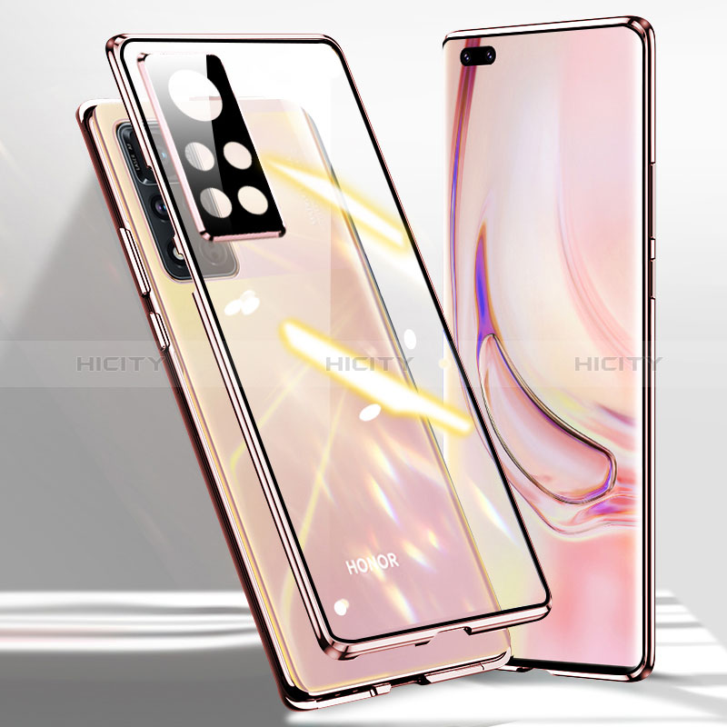 Coque Rebord Bumper Luxe Aluminum Metal Miroir 360 Degres Housse Etui Aimant P03 pour Huawei Honor V40 5G Or Plus