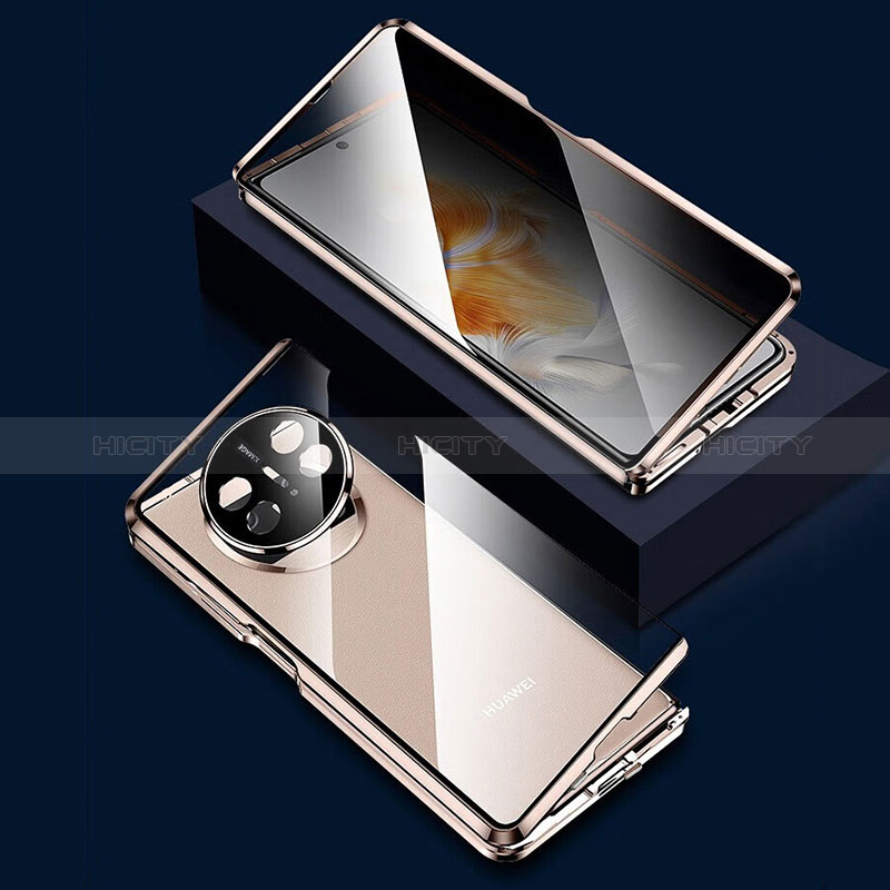 Coque Rebord Bumper Luxe Aluminum Metal Miroir 360 Degres Housse Etui Aimant P03 pour Huawei Mate X3 Plus